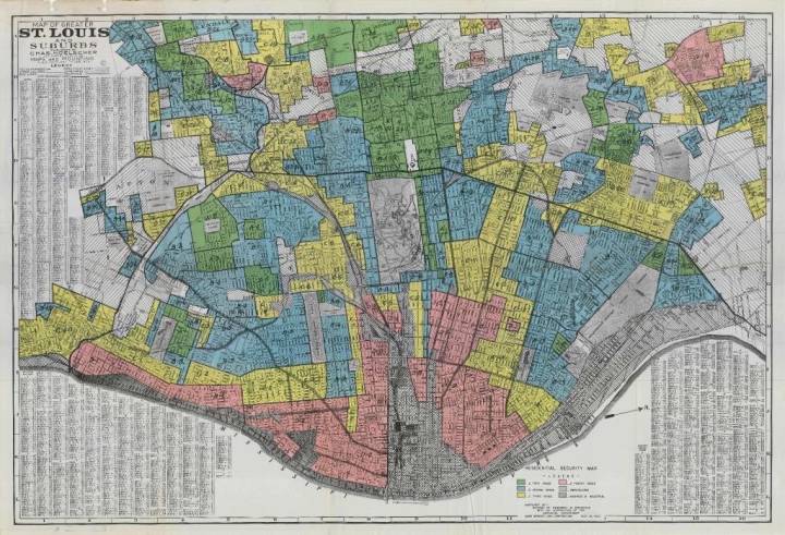 Residential Security Map of St. Louis, 1937. Commonly known as a red-lining map.