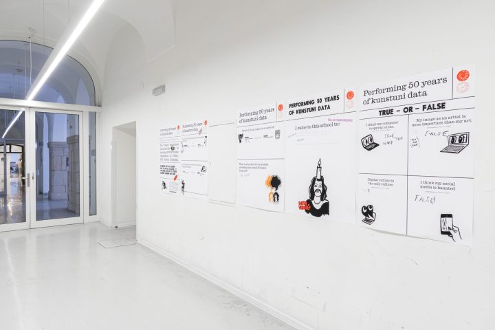 photo of a hallway in the artschool with our posters