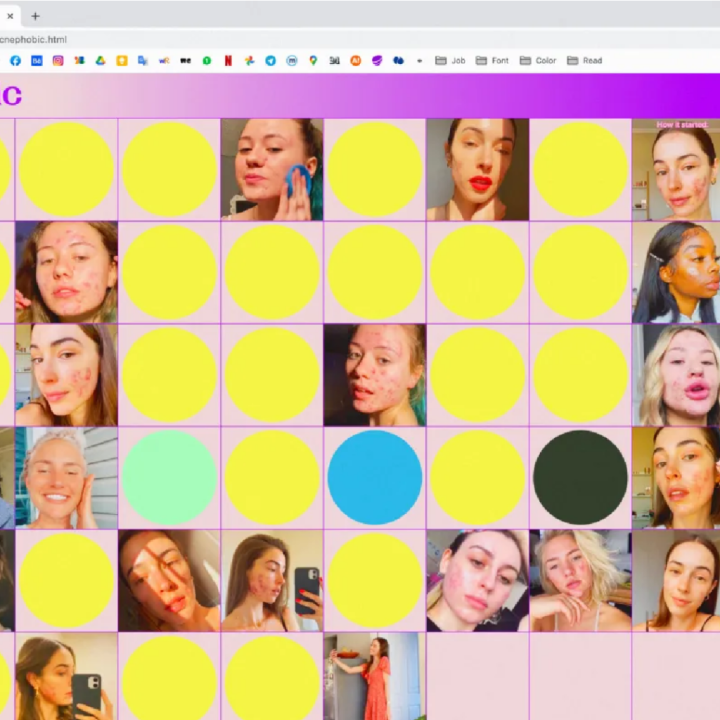 A screengrab of a website with women's faces.