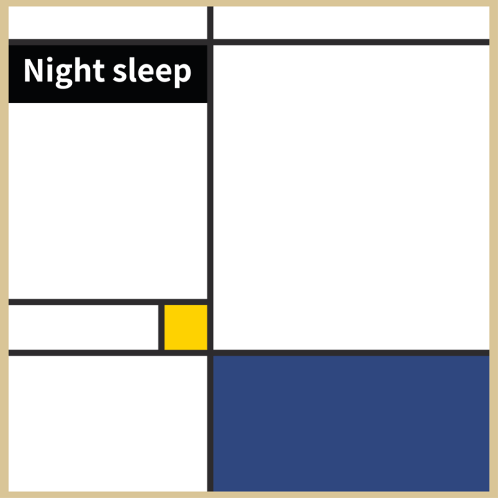 Squares and rectangles in white, yellow and black.