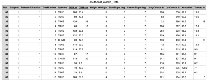 An Image showing a snapshot with subset of the southeast Alaska dataset