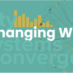 A header graphic titled "A Changing World," featuring a bar chart icon and intricate network visualizations in teal and yellow hues.